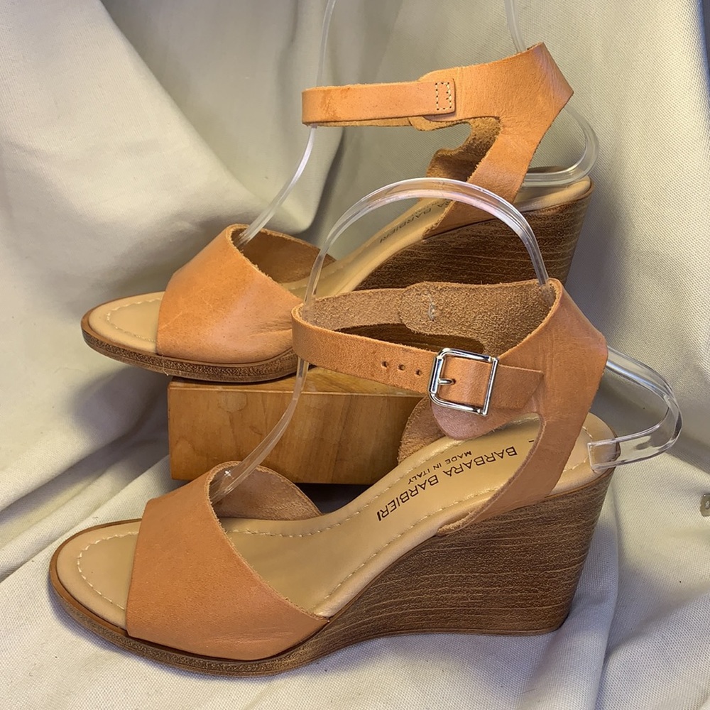 Barbara Barbieri leather wedge sandal ankle strap